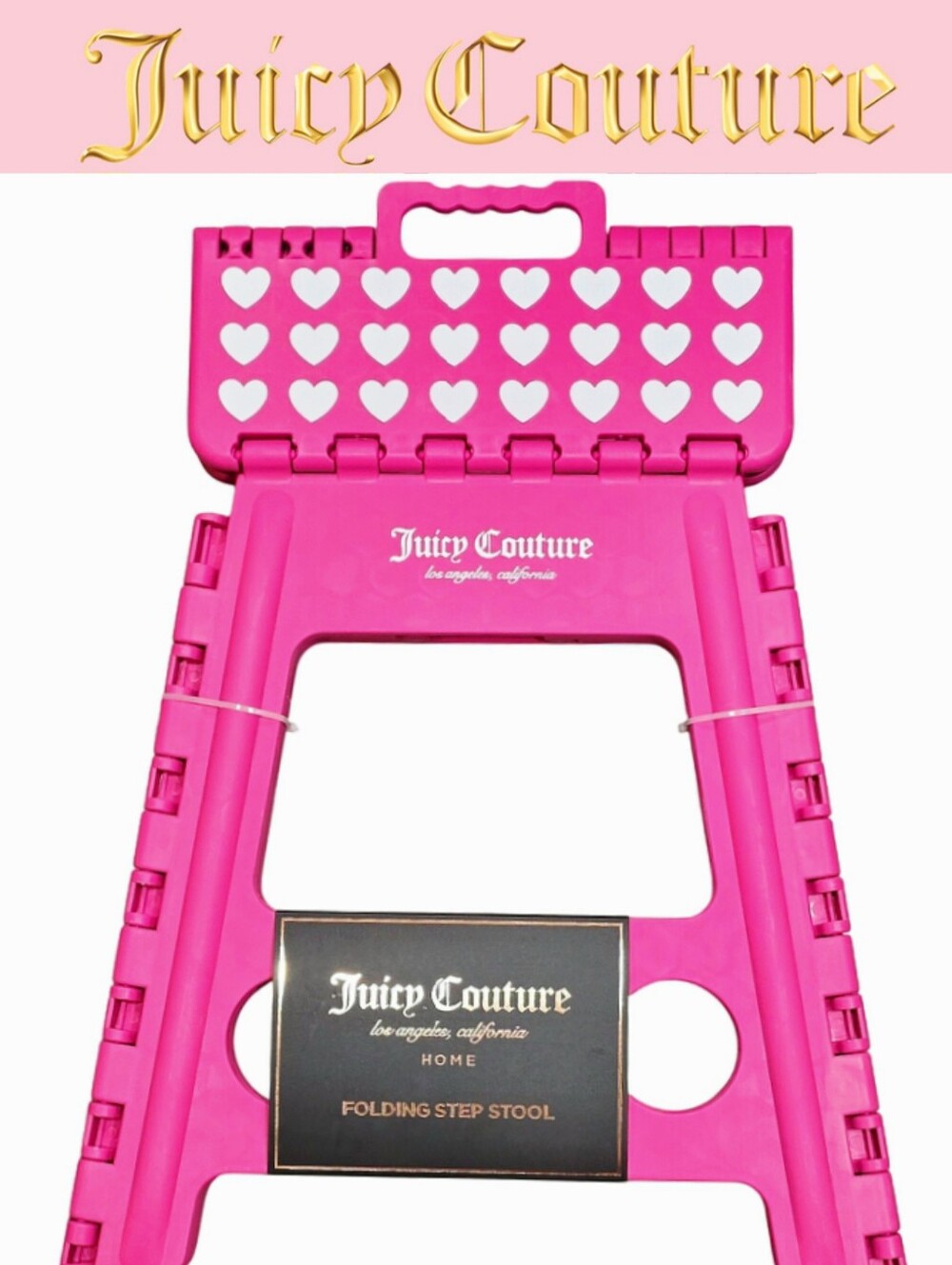 Juicy Couture Home Hearts Folding Step Stool- Pink